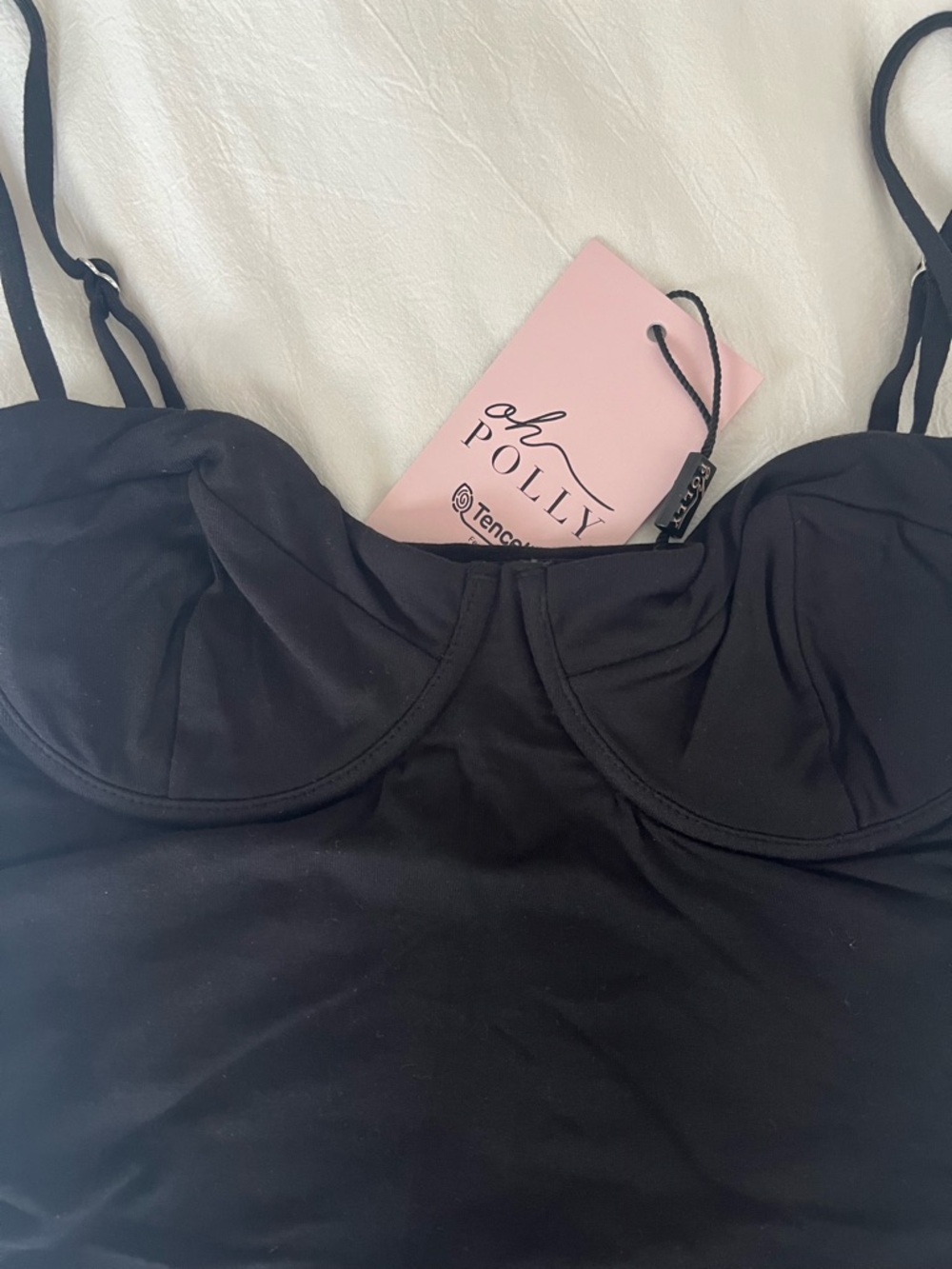 Oh Polly Mirelle Modal Underwired Camisole Ruched Top in Black Size S - Picture 5 of 6